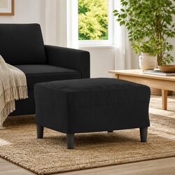 Stylish Black Velvet Footstool with Sturdy Build