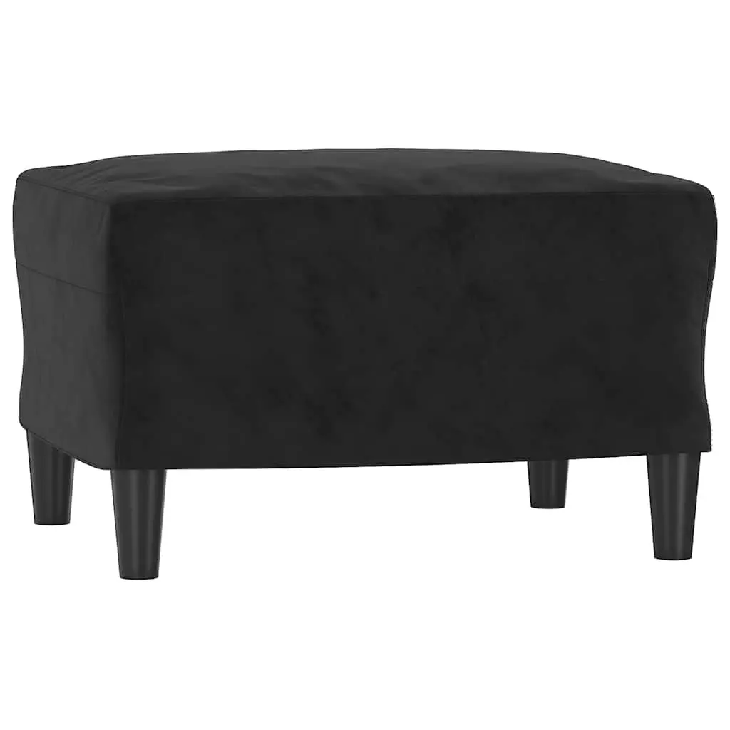 Black Velvet Footstool with Sturdy Build