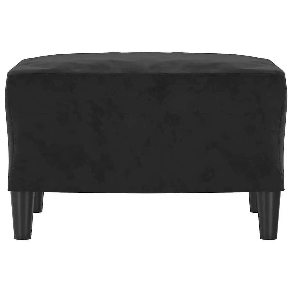 Black Velvet Footstool with Sturdy Build