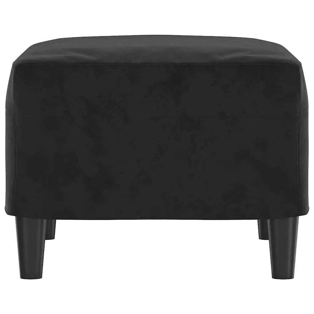 Black Velvet Footstool with Sturdy Build