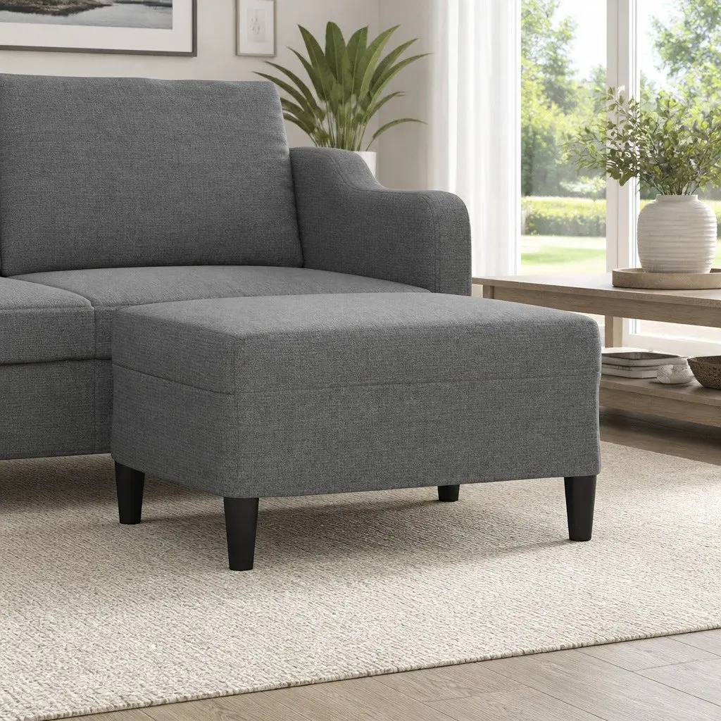 Dark Grey Fabric Footstool Ottoman for Living Spaces