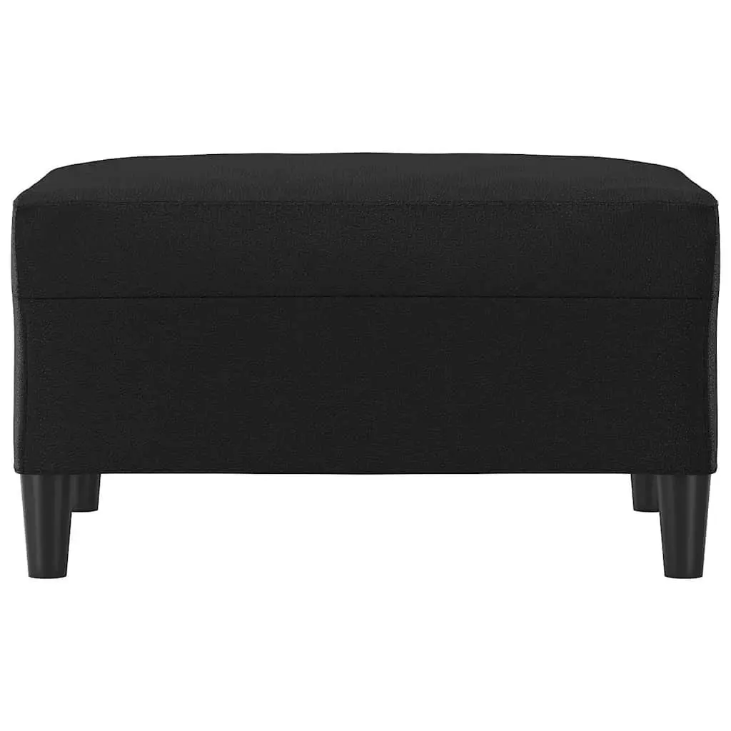 Footstool Black Faux Leather Modern Compact Furniture Living Room Rest Stool