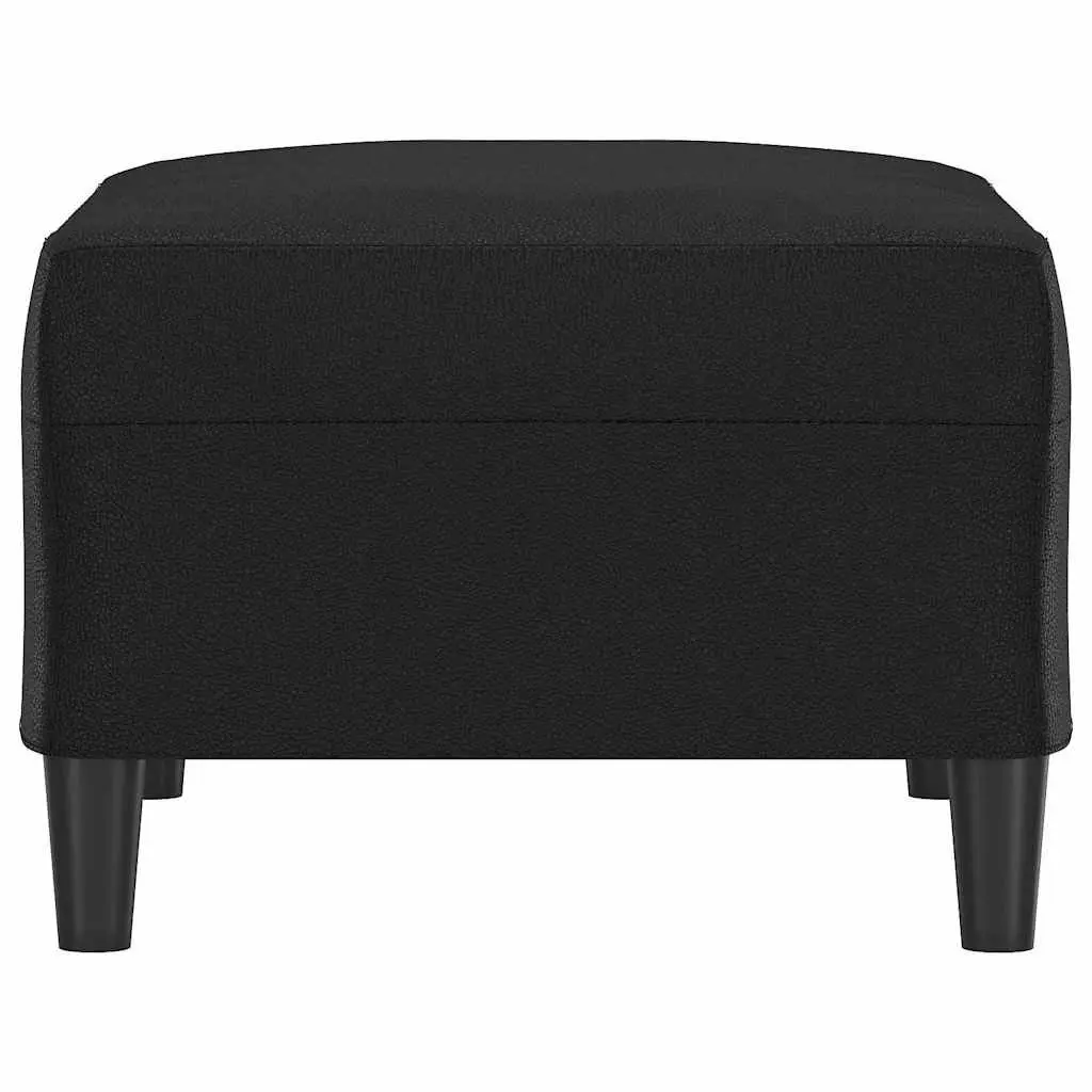 Footstool Black Faux Leather Modern Compact Furniture Living Room Rest Stool