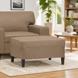 Durable Brown Faux Leather Footstool Ottoman