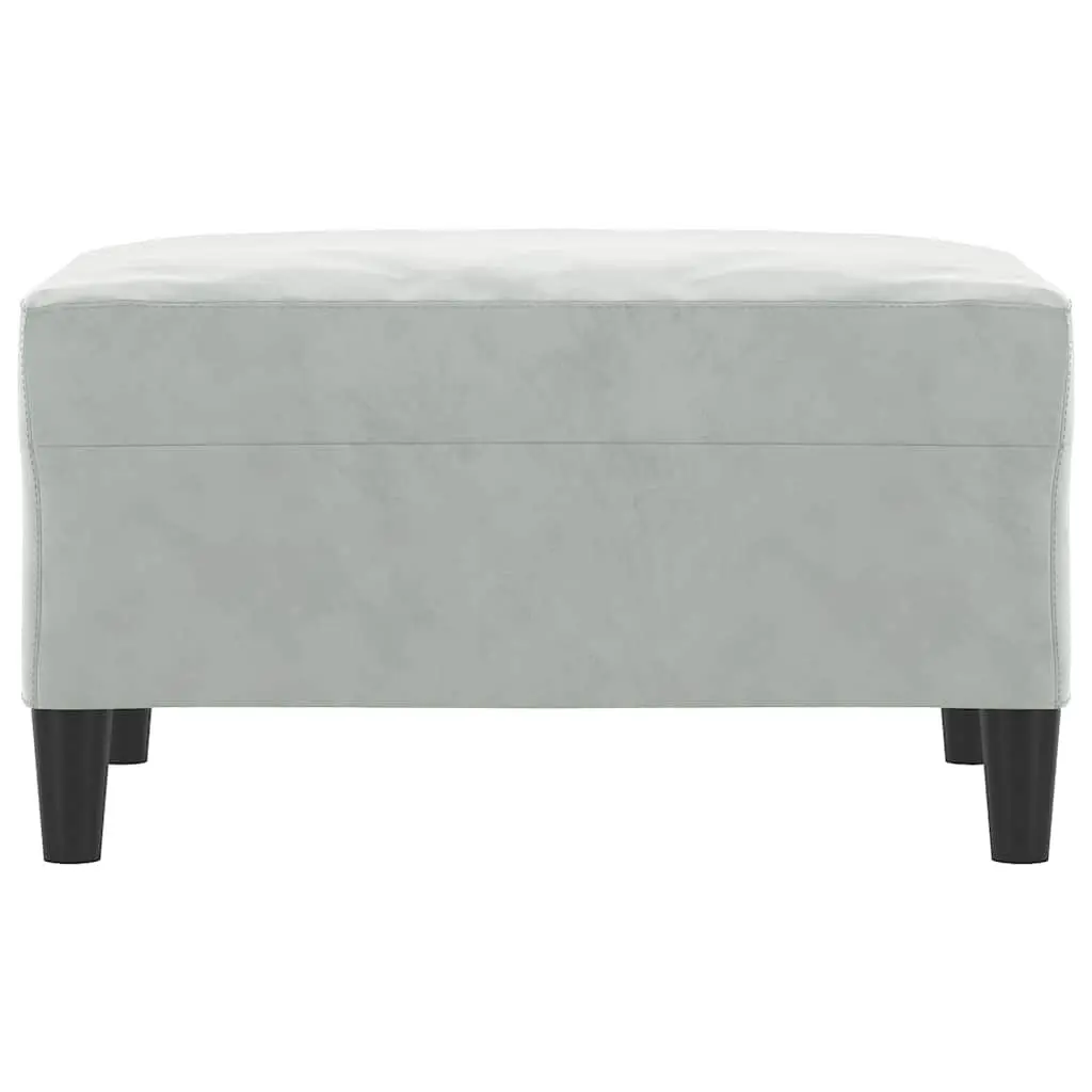 Light Grey Velvet Footstool with Sturdy Frame