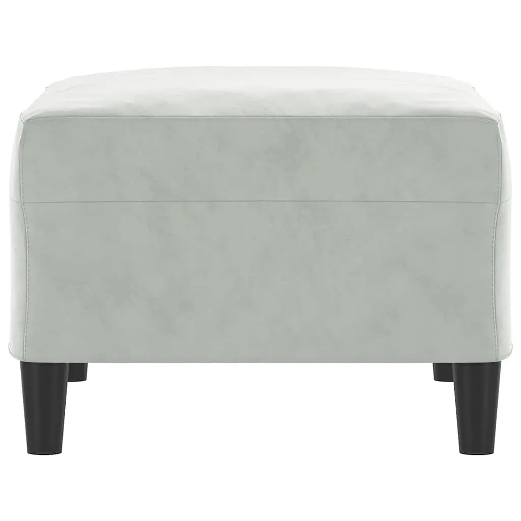 Light Grey Velvet Footstool with Sturdy Frame