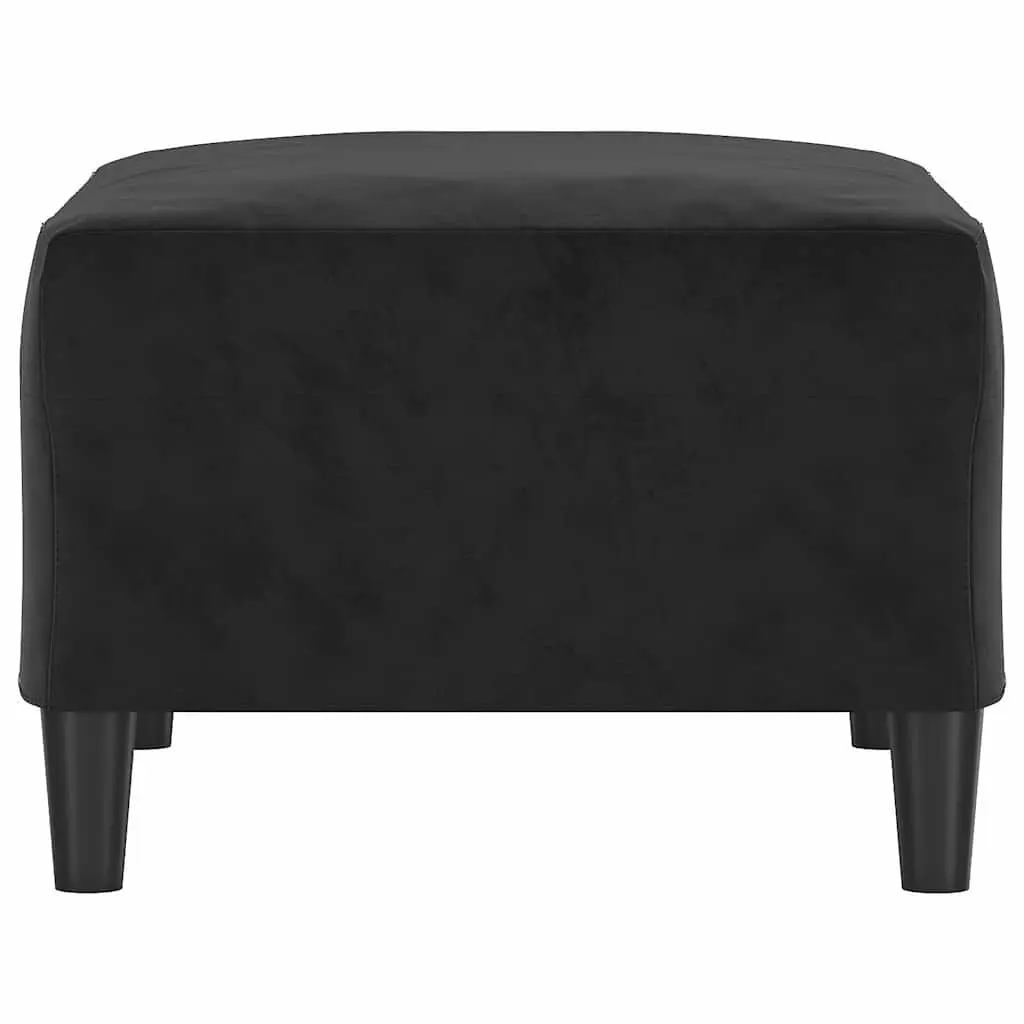 Black Velvet Footstool with Sturdy Frame