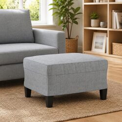 Light Grey Fabric Ottoman Footstool for Home Use