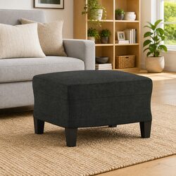 Compact Black Footstool with Sturdy Plywood Frame