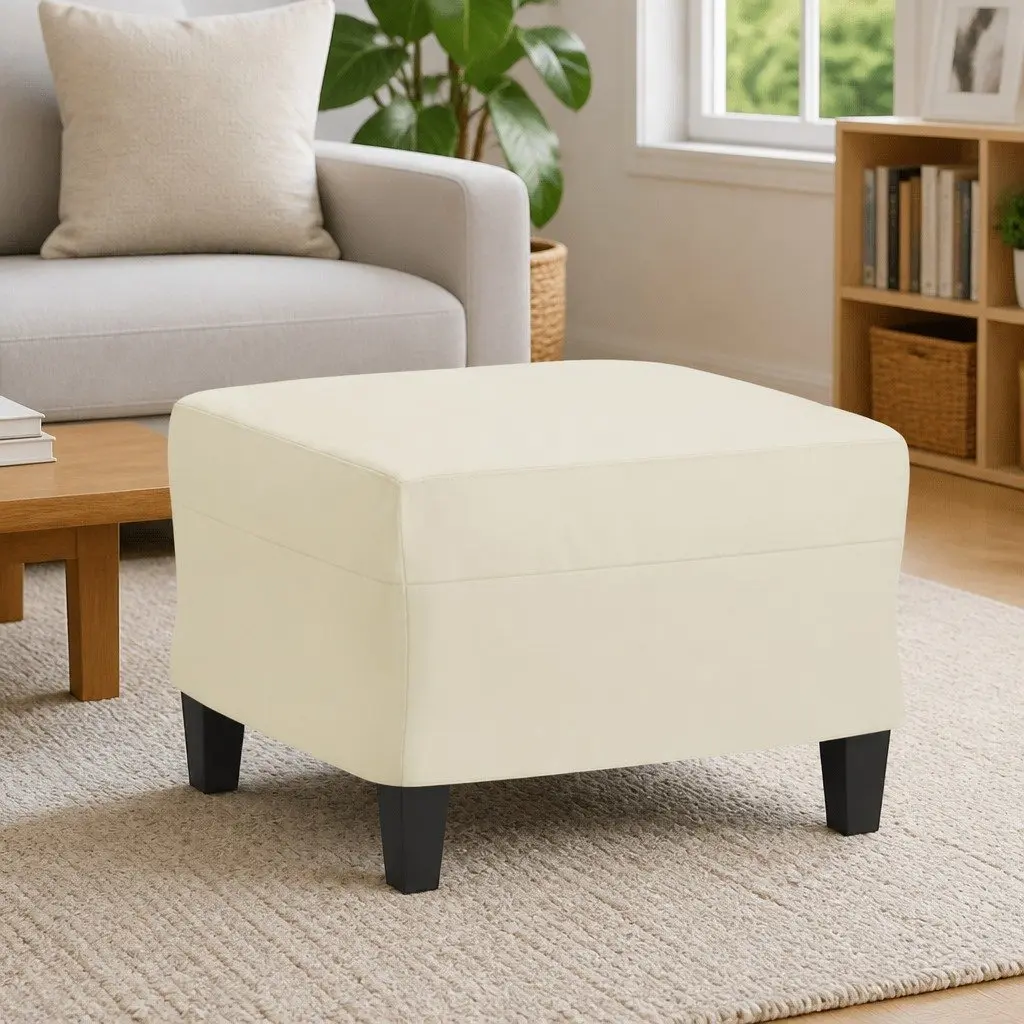 Footstool Faux Leather Compact Cream Ottoman
