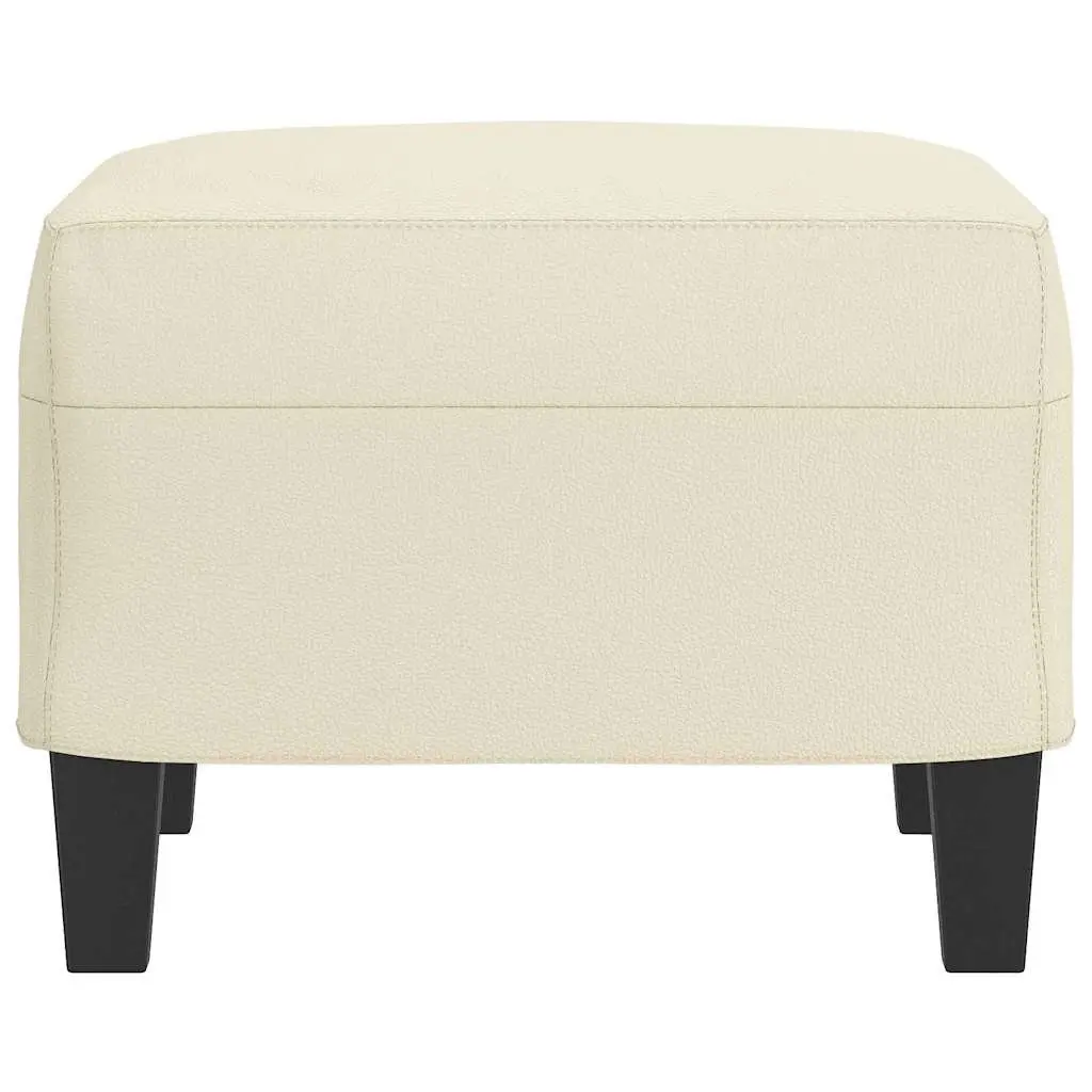 Footstool Faux Leather Compact Cream Ottoman