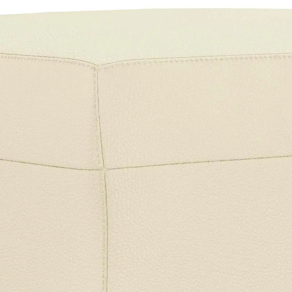 Footstool Faux Leather Compact Cream Ottoman
