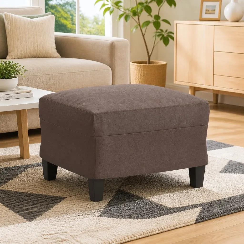 Brown Faux Leather Ottoman for Living Spaces