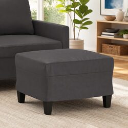 Compact Grey Faux Leather Footstool for Modern Spaces