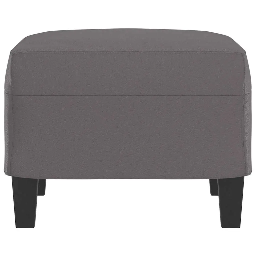 Ottoman Faux Leather Compact Footstool Grey Plywood 60 x 50 x 41 cm