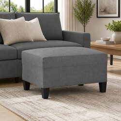 Dark Grey Fabric Footstool Ottoman – Durable Living Room Addition