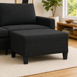 Durable Black Fabric Ottoman Footrest for Living Spaces