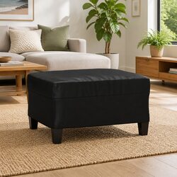 Compact Black Faux Leather Ottoman for Stylish Comfort