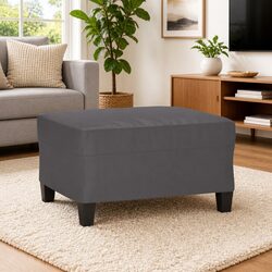 Compact Grey Faux Leather Footstool for Modern Living