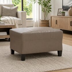 Compact Brown Faux Leather Footstool for Comfort