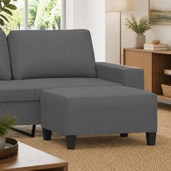 Compact Grey Microfibre Ottoman Footstool