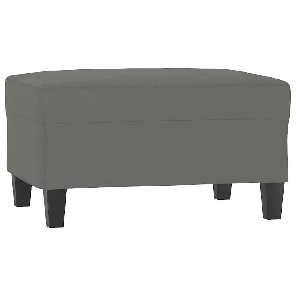 Footstool Microfibre Fabric Compact Grey Ottoman