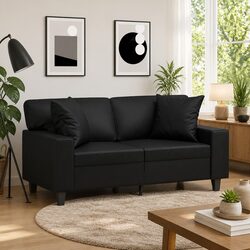 Stylish Black Faux Leather Throw Pillows 40x40 cm