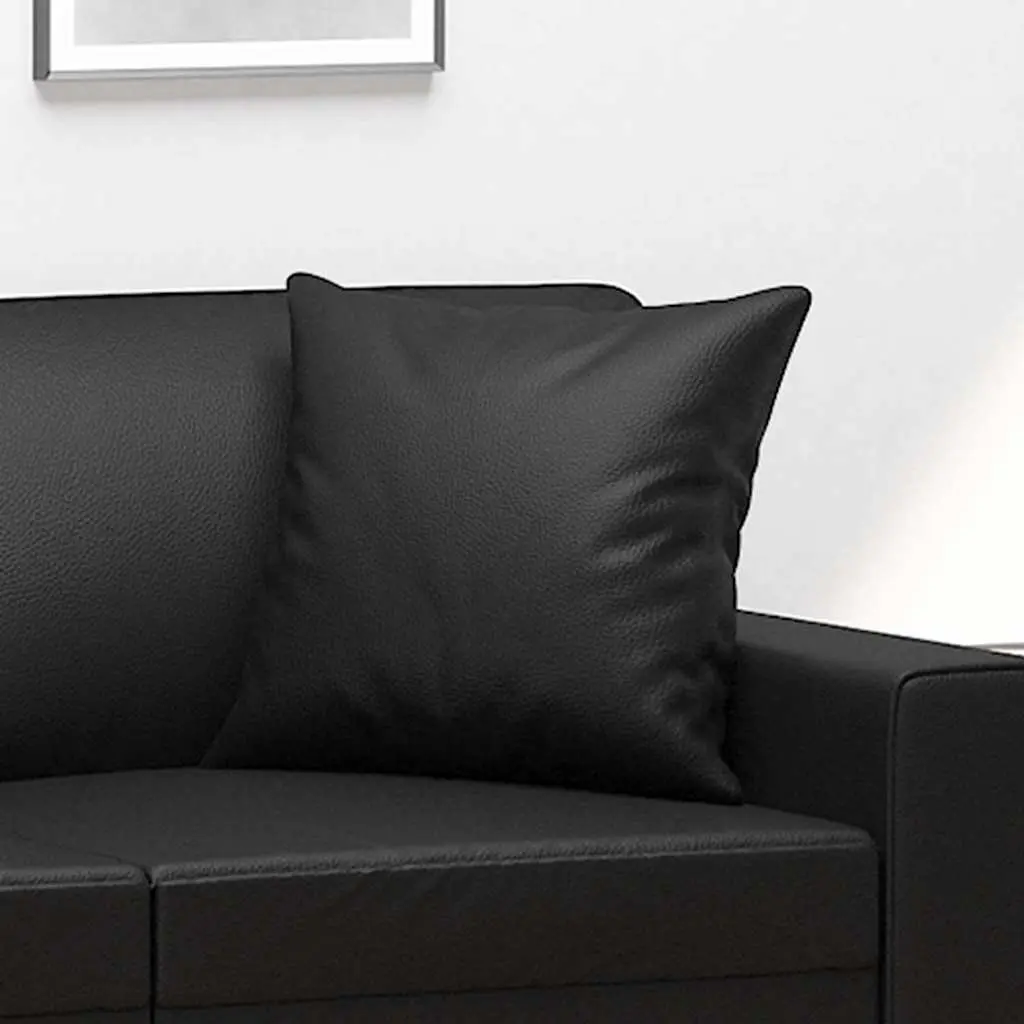 Black Faux Leather Throw Pillows 40x40 cm