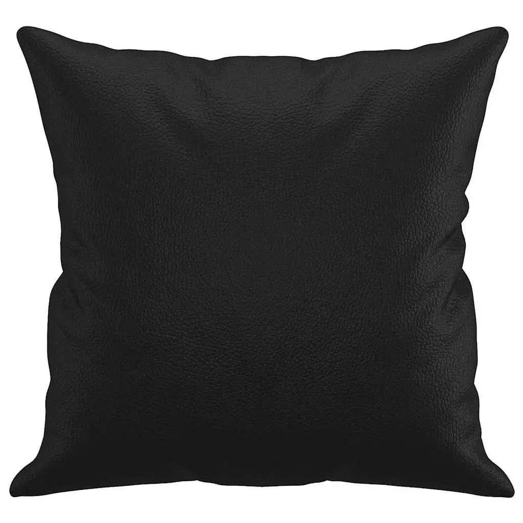 Black Faux Leather Throw Pillows 40x40 cm