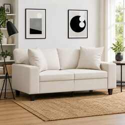 Premium Cream Faux Leather Throw Pillows 40x40 cm - 2 pcs