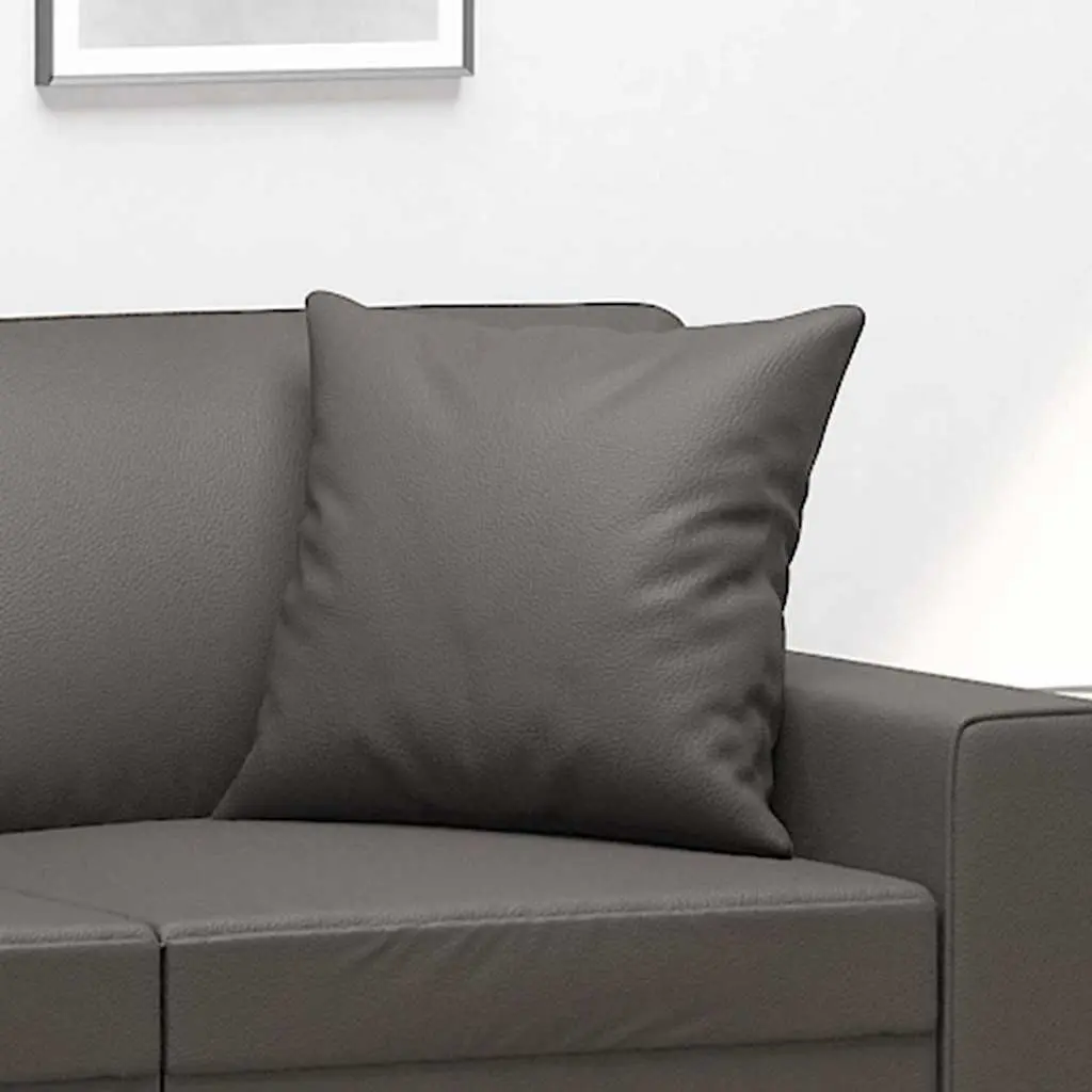 Grey Faux Leather Throw Pillows 40x40 cm