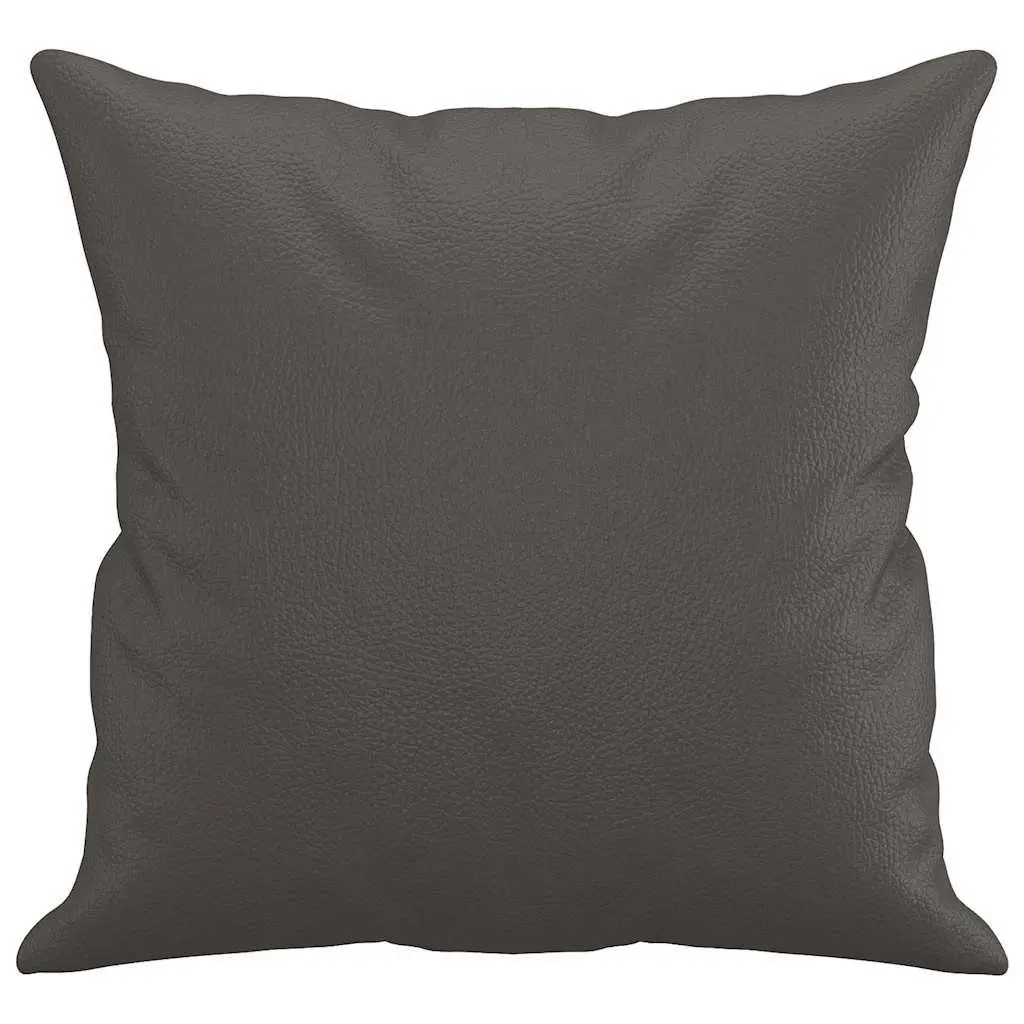 Grey Faux Leather Throw Pillows 40x40 cm