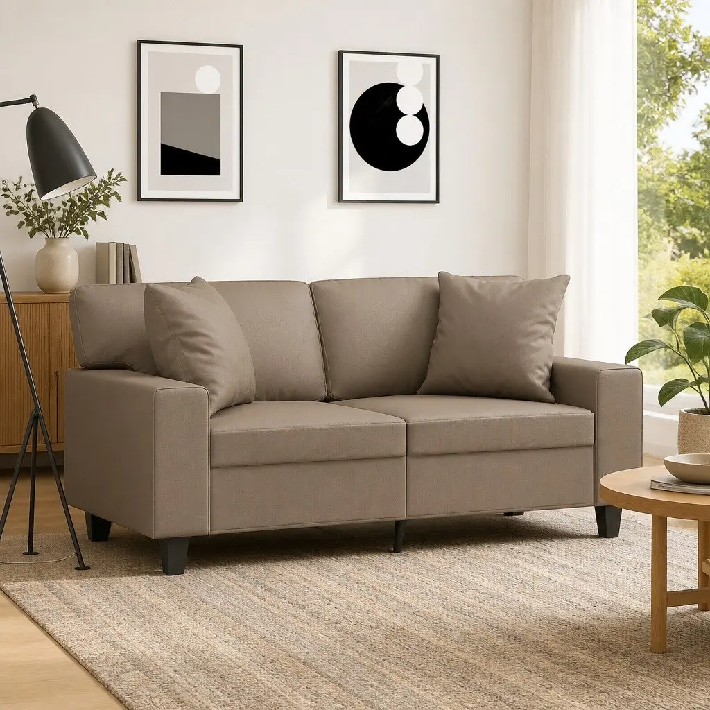 Cushions 40x40cm Faux Leather Cappuccino 2 Pieces Square Throw Pillows Sofa Decor