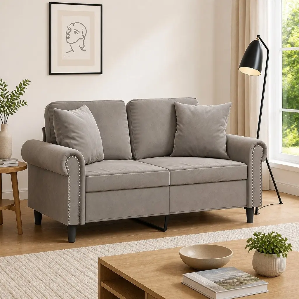 Grey Velvet Throw Pillows 2 pcs 40x40 cm