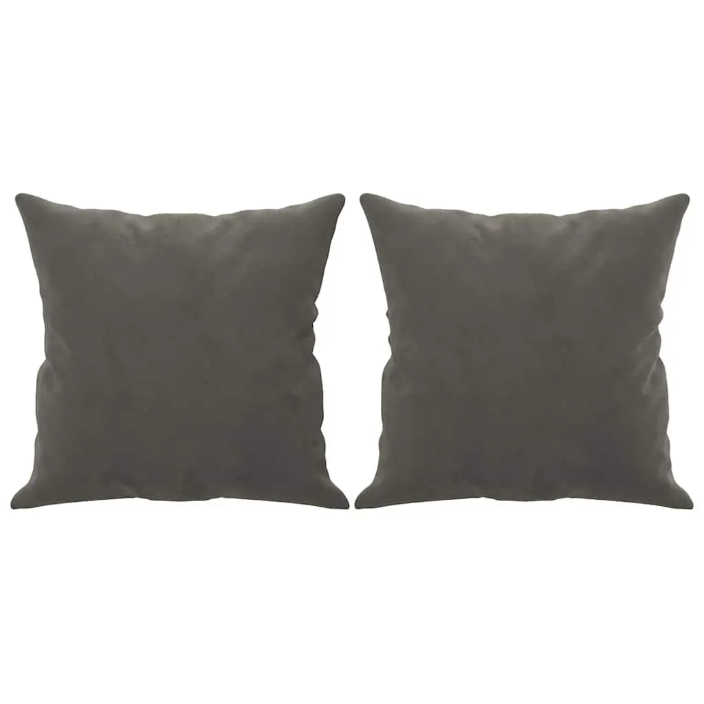 Dark Grey Velvet Throw Pillows, 2 pcs, 40x40 cm