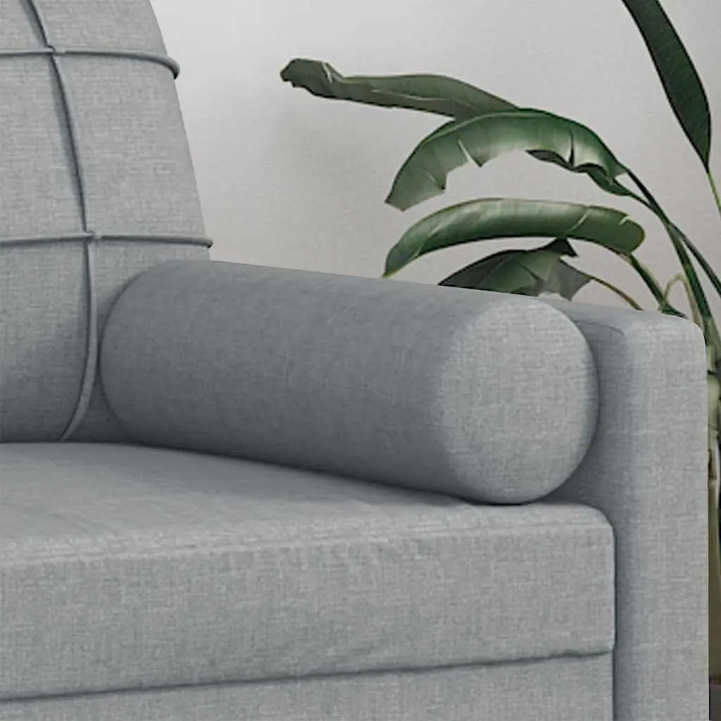 Throw Pillows Fabric Ø15 x 50 cm Grey Cylinder Roll Bolster Decorative Cushions