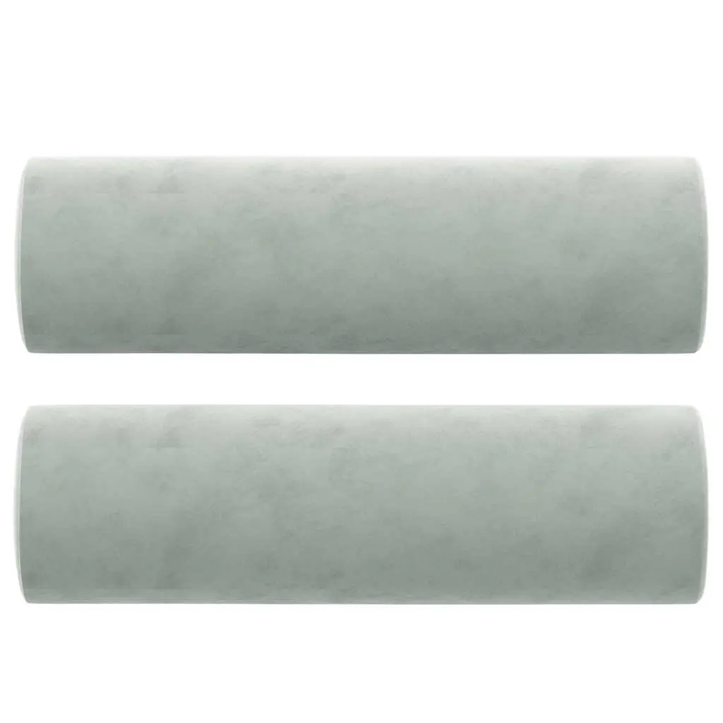 Velvet Cylinder Bolster Pillows 2 pcs Grey 15x50