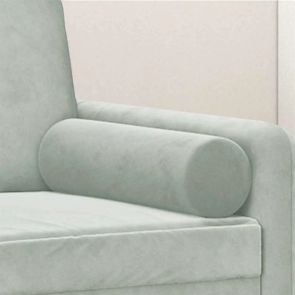 Velvet Cylinder Bolster Pillows 2 pcs Grey 15x50