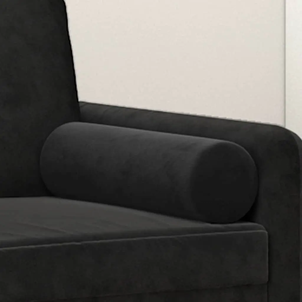 Throw Pillows Velvet Cylinder Bolster 15 x 50 cm Black 2 pcs