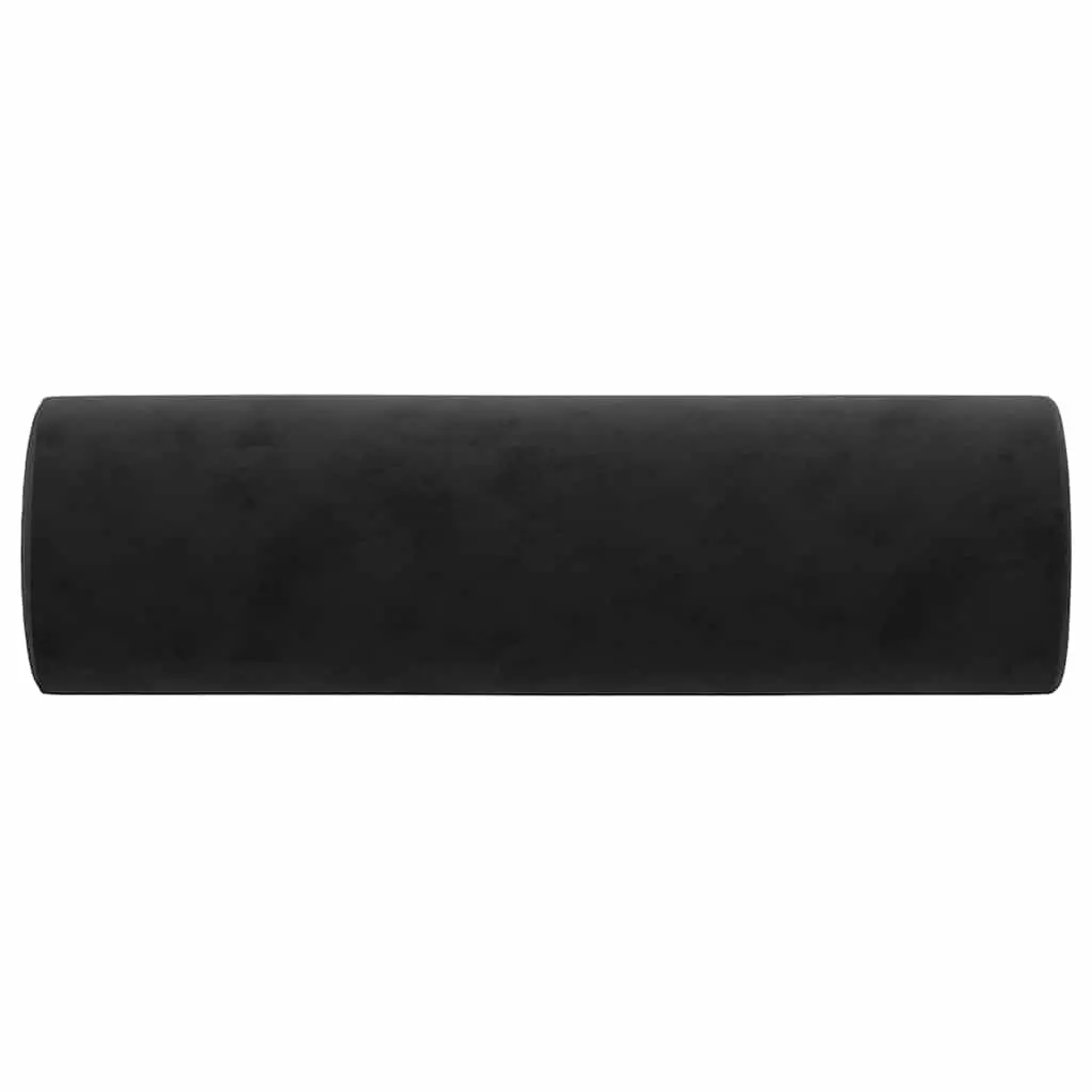 Throw Pillows Velvet Cylinder Bolster 15 x 50 cm Black 2 pcs
