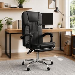 Durable Black Faux Leather Reclining Office Chair