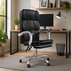 Premium Black Faux Leather Reclining Office Chair