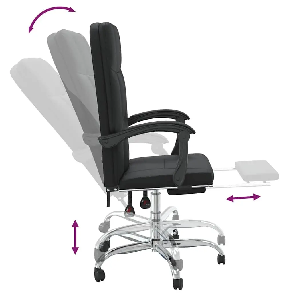 Reclining Office Chair Faux Leather Black Adjustable Height Backrest Swivel Desk
