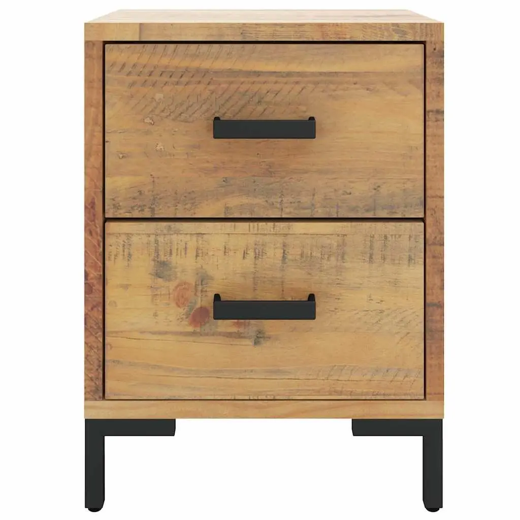 Brown Pinewood Bedside Cabinet with Drawers