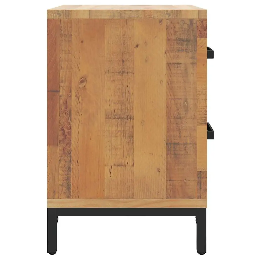 Brown Pinewood Bedside Cabinet with Drawers
