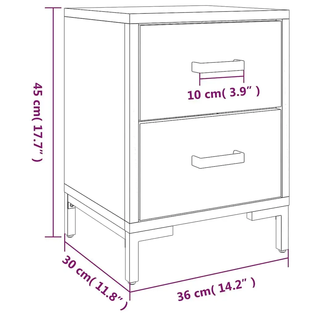Brown Pinewood Bedside Cabinet with Drawers