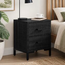 Bedside Cabinet Black 36x30x45 cm Solid Pinewood Bedroom Storage Drawers