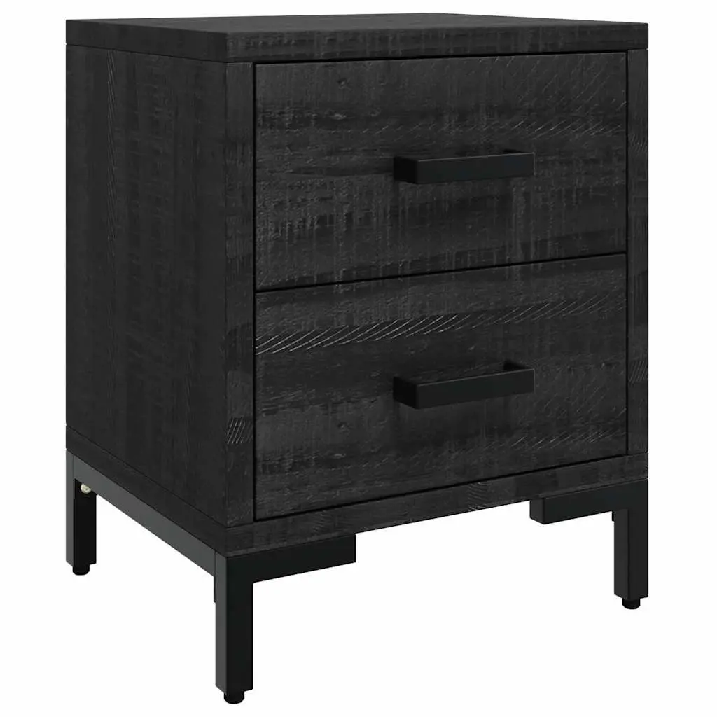 Black Bedside Cabinet 36x30x45 cm Solid Pinewood