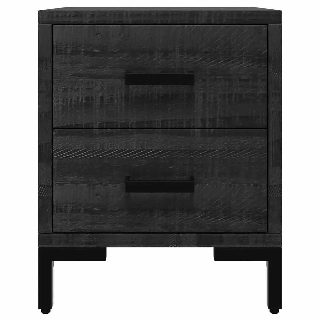 Black Bedside Cabinet 36x30x45 cm Solid Pinewood