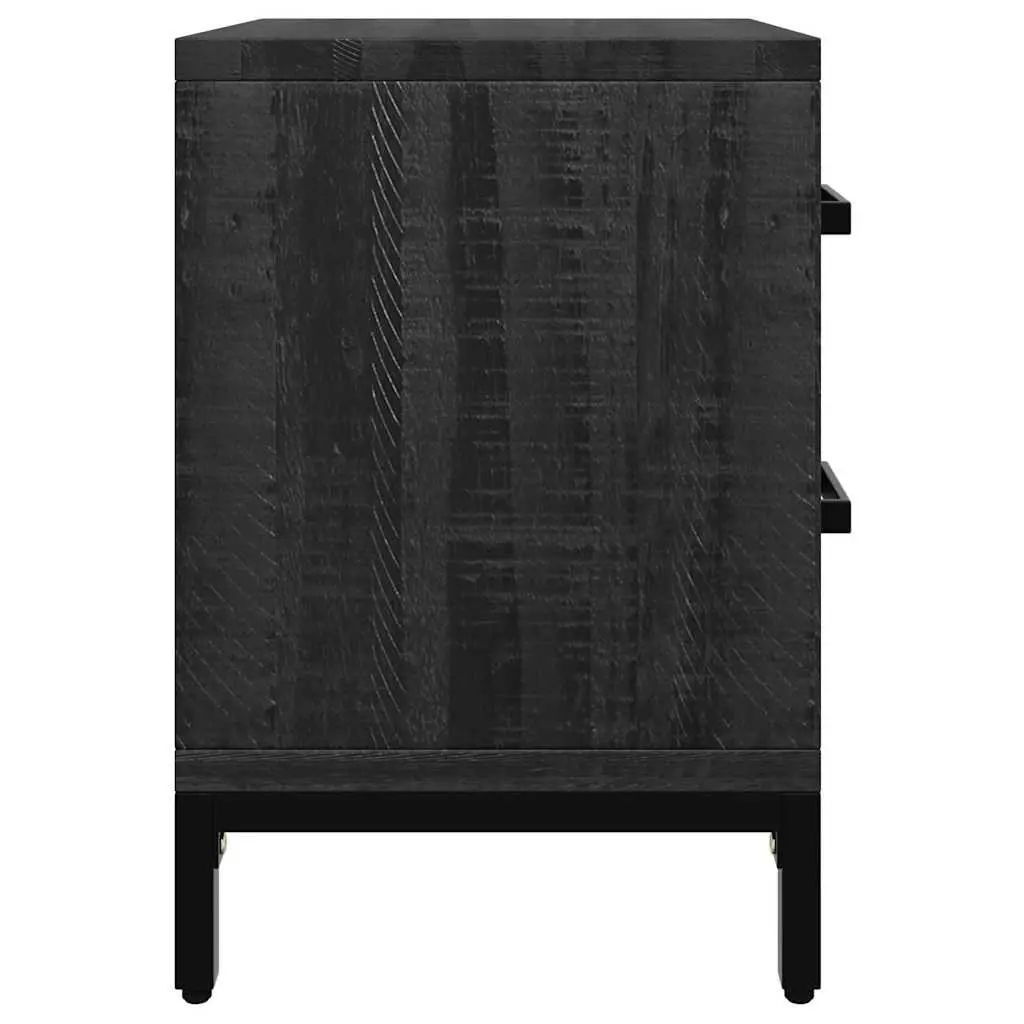 Black Bedside Cabinet 36x30x45 cm Solid Pinewood